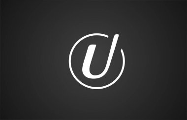 Şirket işleri için daire tasarımlı siyah beyaz U harfli simge alfabesi. Akılda kalıcı logotype uygun