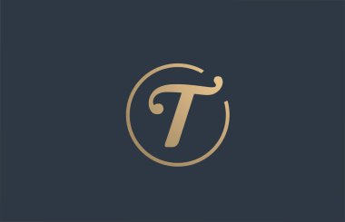 Ticari şirket için altın sarısı alfabe harfi T logosu tasarımı. Akılda kalıcı logotype uygun