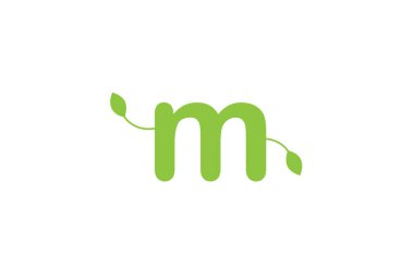 Şirket ve işletme için yeşil yaprak yaprakları m alfabe logo tasarım simgesi. Akılda kalıcı logotype uygun