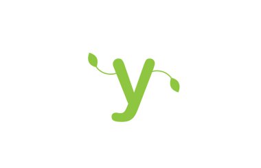 Şirket ve iş için yeşil yaprak yaprakları y alfabesi logo tasarım simgesi. Akılda kalıcı logotype uygun