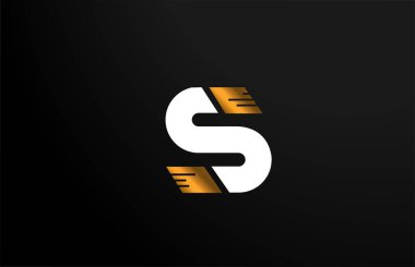 İşletme ve şirket için altın sarısı beyaz S harfi alfabe simgesi tasarımı. Lüks logolar için uygun