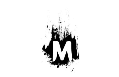 M harfi grunge alfabe harfi logosu fırça darbesi ikonu tasarımı şirket ve şirketler için. Vintage logotype için uygun