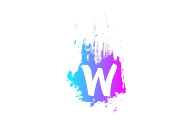 Şirket ve iş için fırça darbesi tasarımlı pembe W harfli grunge logosu. Akılda kalıcı logotype uygun