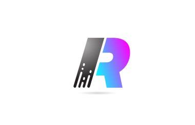 Alfabe harfi logo R tasarım simgesi siyah gri ve pembe şirketler için. Akılda kalıcı logot şablonu için uygun