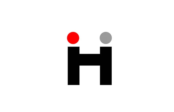 Kropki Logo Litery Alfabetu Projekt Ikony Kolorze Czerwono Szarym Białym — Wektor stockowy