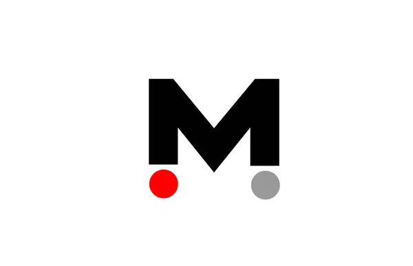 Mドット文字のロゴのアルファベットのアイコンのデザインは 会社やビジネスのための赤灰色の白で キャッチーなロゴタイプに適した — ストックベクタ