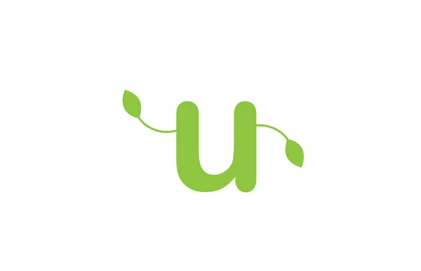 緑の葉の手紙Uアルファベットロゴデザイン会社やビジネスのためのアイコン キャッチーなロゴタイプに適した — ストックベクタ