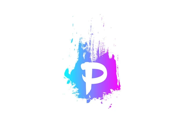 ピンクのP文字アルファベットは 会社やビジネスのためのブラシストロークデザインのロゴアイコンをグランジ キャッチーなロゴタイプに適した — ストックベクタ