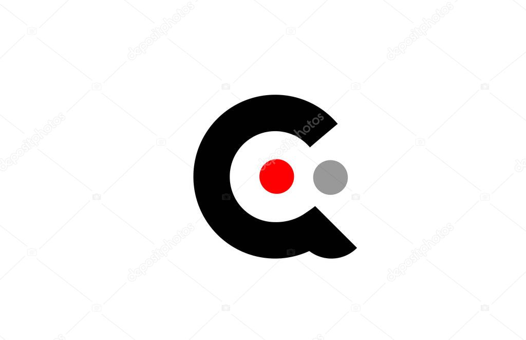 Q dot dots letter logo alphabet icon design in red grey white for company and business. Suitable for catchy logotype