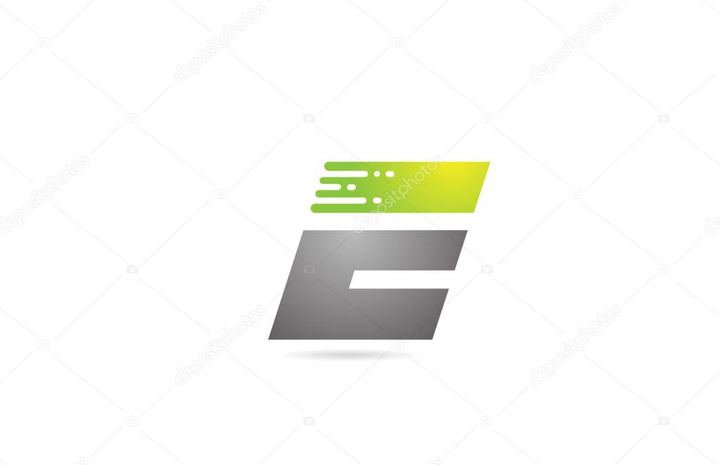 E grey black green letter logo alphabet design icon for business and company. Suitable for catchy logotype