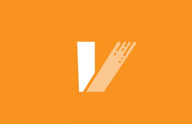 Şirket ve işletme için turuncu beyaz alfabe V harfli logo tasarımı simgesi. Akılda kalıcı logot şablonu için uygun