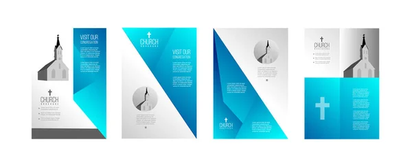 Diseño Folletos Religiosos Azul Gris Adecuado Como Diseño Cartel — Archivo Imágenes Vectoriales