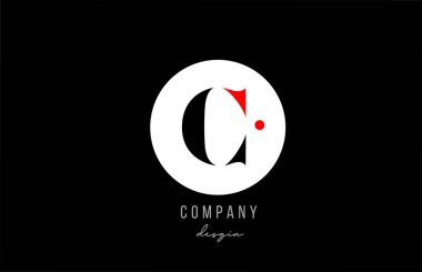 C harfi alfabe simgesi tasarımı. İş ve şirket için beyaz daire. Akılda kalıcı logot şablonu için uygun