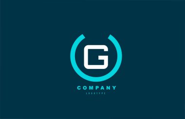 İş ve şirket için G beyaz ve mavi harfli basit alfabe simgesi tasarımı