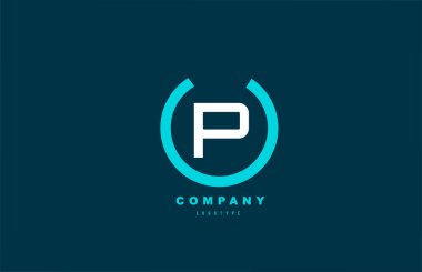 İş ve şirket için P beyaz ve mavi harfli basit alfabe simgesi tasarımı