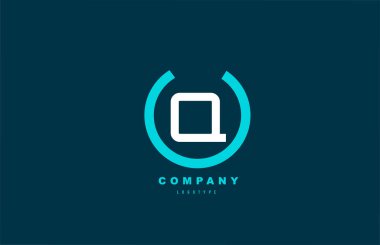 İş ve şirket için Q beyaz ve mavi harfli basit alfabe simgesi tasarımı
