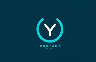 İş ve şirket için Y beyaz ve mavi harfli basit alfabe simgesi tasarımı