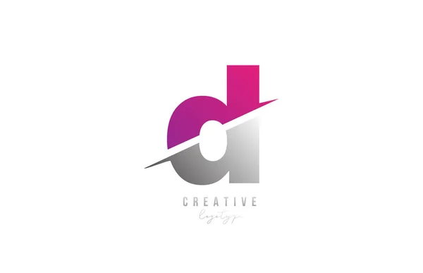 ピンクとグレーDの文字のロゴのアルファベットのアイコンデザイン会社やビジネスのためのデザイン — ストックベクタ