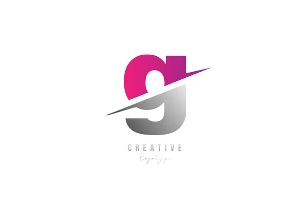 Pink Grey Letter Logo Alphabet Icon Design Company Business — 스톡 벡터