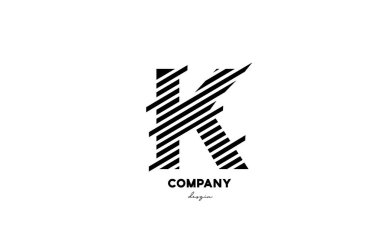 şirket ve iş için siyah ve beyaz K alfabesi harf simgesi simgesi tasarımı