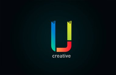 İş ve şirket için mavi turuncu renkli U renkli alfabe harfi logo tasarımı simgesi