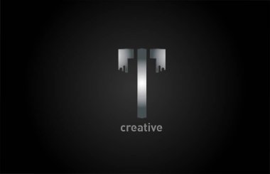 T gümüş metal alfabe harfi logo tasarım simgesi iş ve şirket için