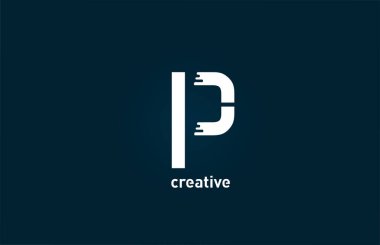 İş ve şirket için beyaz P yaratıcı harf alfabe logo tasarımı simgesi