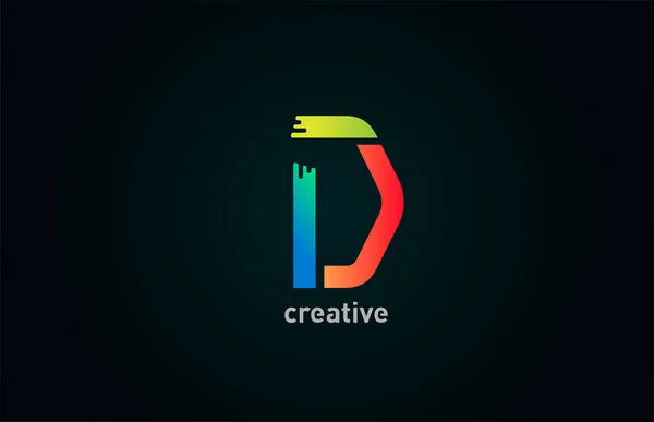 Icono Diseño Logotipo Letra Alfabeto Color Color Naranja Verde Azul — Vector de stock