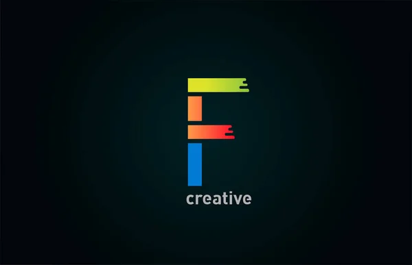 F色字母标识设计图标蓝色绿色橙色为企业和公司 — 图库矢量图片