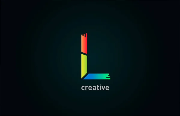 Icono Diseño Logotipo Letra Alfabeto Color Color Naranja Verde Azul — Vector de stock