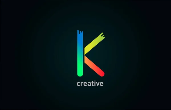 ビジネスや企業のための青緑オレンジ色のK色のアルファベット文字のロゴデザインアイコン — ストックベクタ