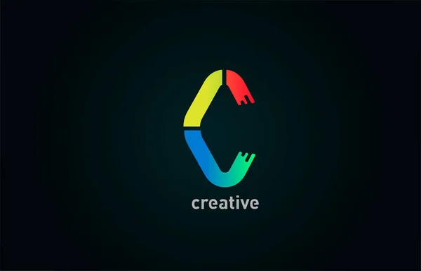 Colored Alphabet Letter Logo Design Icon Blue Green Orange Color — Stock Vector