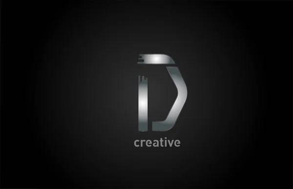 ビジネスや企業のためのDシルバーメタルアルファベット文字のロゴデザインアイコン — ストックベクタ