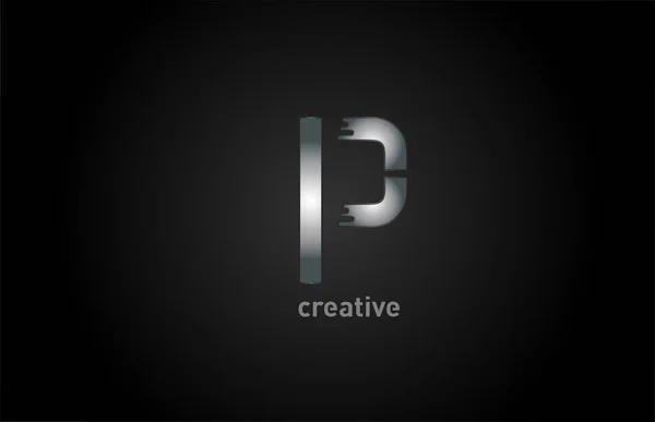 ビジネスや企業のためのPシルバーメタルアルファベット文字のロゴデザインアイコン — ストックベクタ
