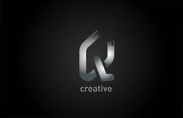 Prata Alfabeto Metálico Letra Logotipo Design Ícone Para Negócios Empresa — Vetor de Stock