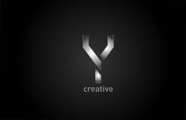 Yシルバーメタルアルファベット文字ロゴデザインビジネスや企業のためのアイコン — ストックベクタ
