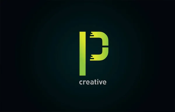 企業やビジネスデザインのためのP創造的な緑の文字のアルファベットのロゴアイコン — ストックベクタ