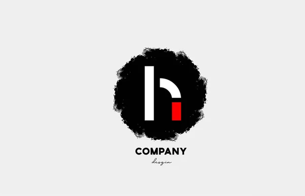 Vermelho Branco Letra Preta Alfabeto Logotipo Ícone Com Design Grunge — Vetor de Stock