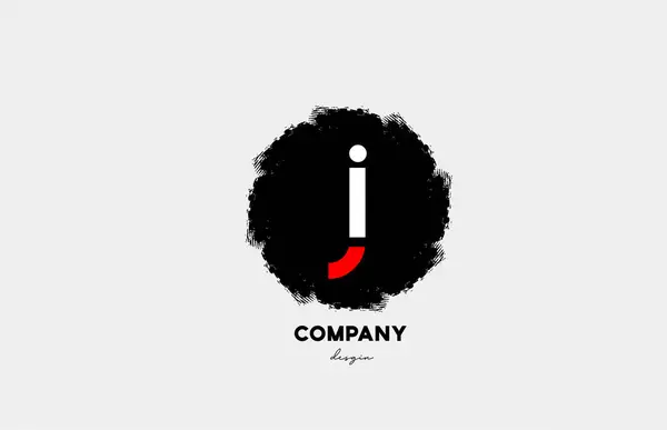 ビジネスや企業のためのグランジデザインのJレッドホワイトの黒文字のアルファベットのロゴアイコン — ストックベクタ