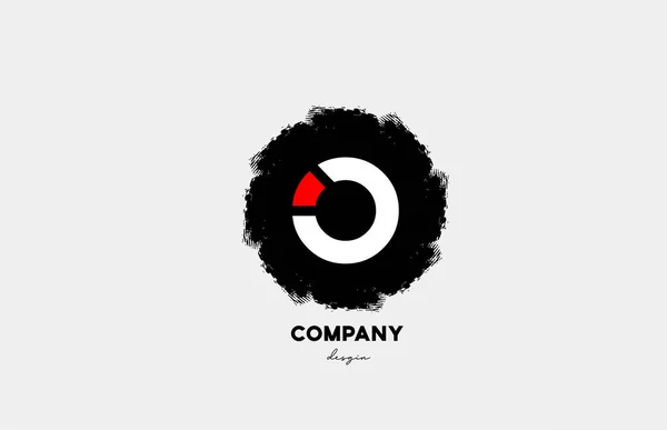 Rojo Blanco Letra Negra Alfabeto Logotipo Icono Con Diseño Grunge — Vector de stock
