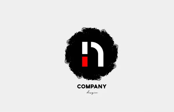 Rouge Blanc Lettre Noire Icône Logo Alphabet Avec Design Grunge — Image vectorielle