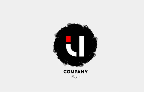Rouge Lettre Blanche Noire Icône Logo Alphabet Avec Design Grunge — Image vectorielle