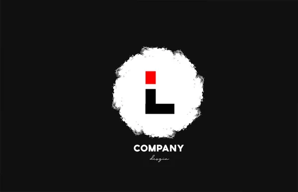 Czarny Czerwony Biały Alfabet Litera Logo Ikona Grunge Projekt Dla — Wektor stockowy