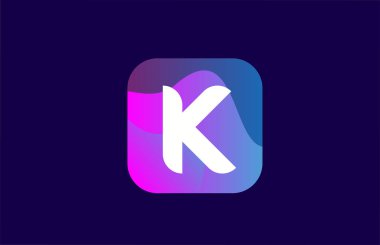 Şirket ve iş dünyası için pembe mavi K alfabesi harf simgesi simgesi tasarımı