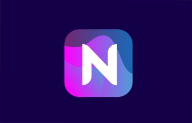 Şirket ve iş dünyası için pembe mavi N alfabesi harfi simge tasarımı