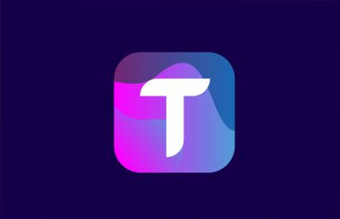 Şirket ve iş dünyası için pembe mavi T alfabesi harf simgesi simgesi tasarımı