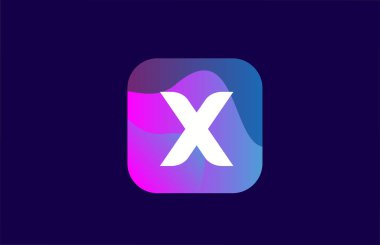 Şirket ve iş dünyası için pembe mavi X alfabe harf simgesi simgesi tasarımı