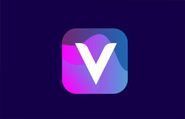 Şirket ve iş dünyası için pembe mavi V alfabe harf simgesi simgesi tasarımı