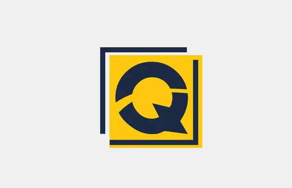 Amarillo Azul Cuadrado Alfabeto Letra Logotipo Icono Diseño Para Empresa — Vector de stock
