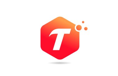 İş ve şirket için turuncu renkli eşkenar dörtgen içeren T alfabesi harfi logo simgesi tasarımı